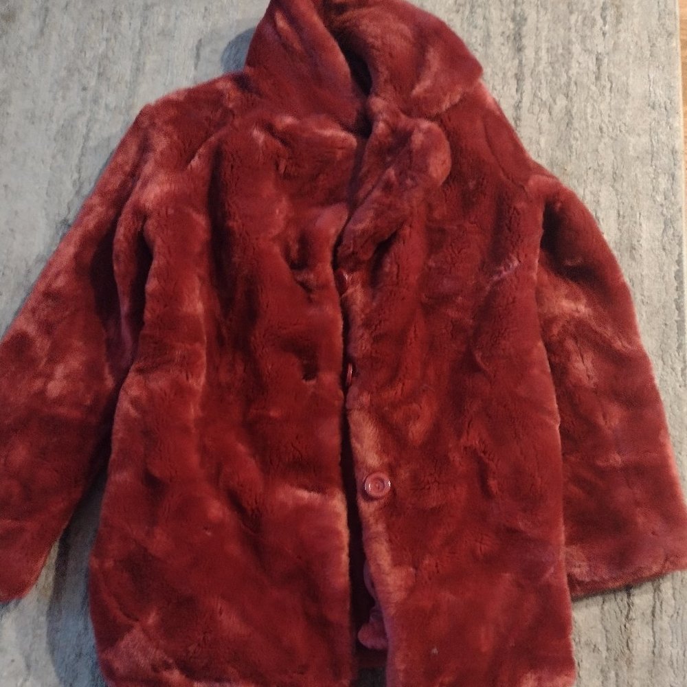 Vintage faux fur Red Blanc Noir jacket size medium